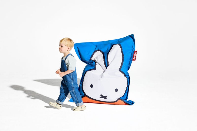 Fatboy Junior Nylon Bean Bag x Miffy/Boris | Indoor Use Kid-sized beanbag | Simple to clean, Perfect for reading, Relaxing, or playtime | Sturdy & durable | Comfortable | 130x100 cm - Blue - Image 2
